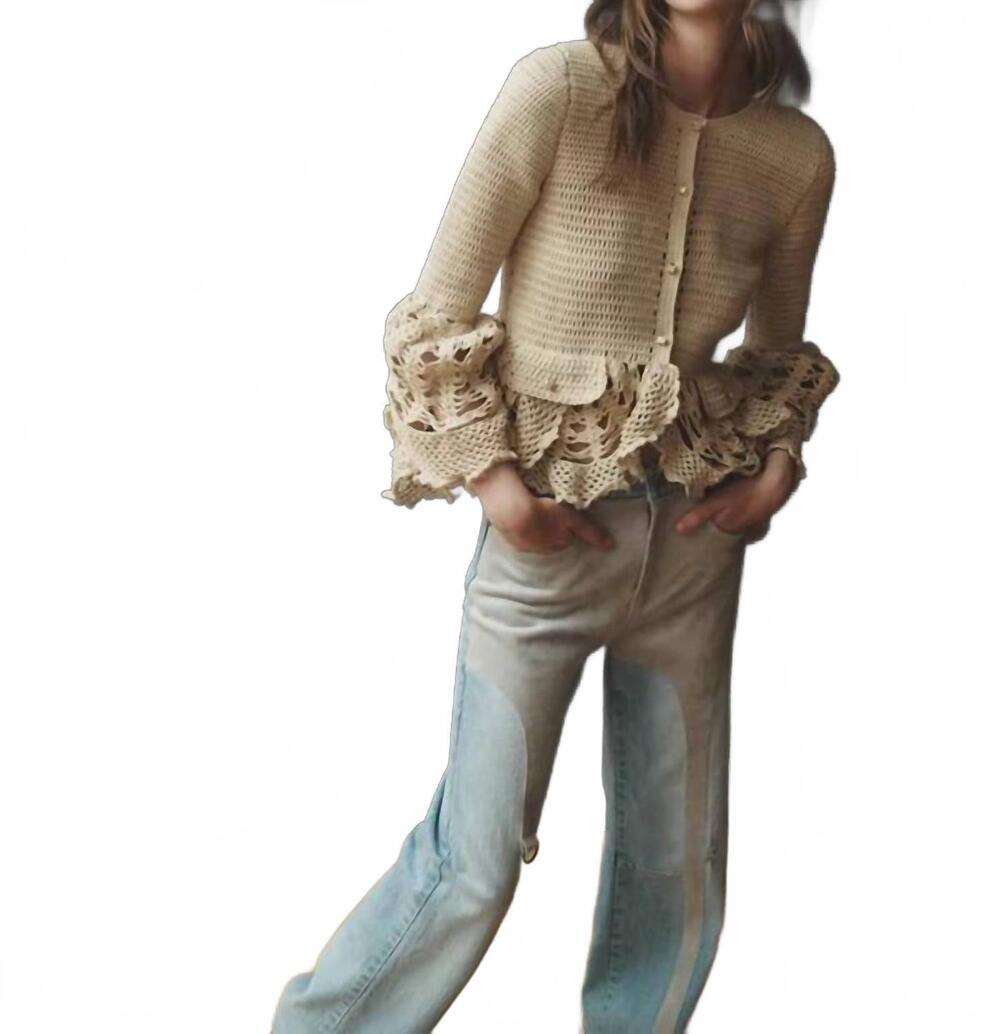 NEW HELLESSY uma crochet cardigan in sand